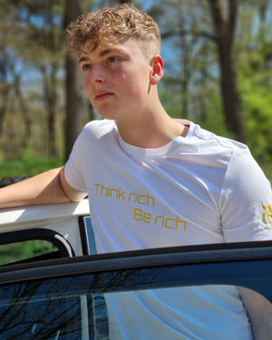 T-Shirt "Think Rich Be Rich" Wit - Bulllrich
