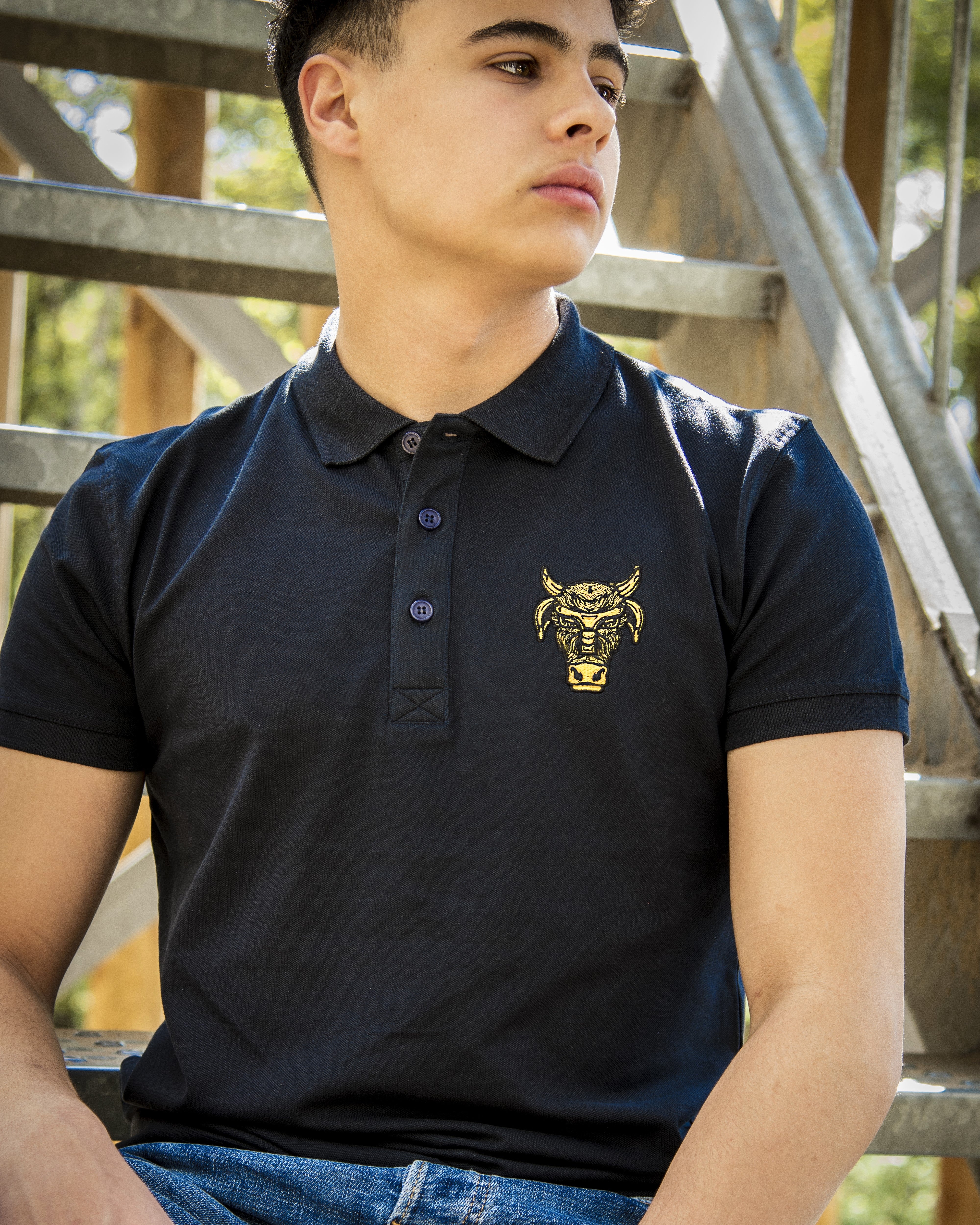 Polo 'Detailed Bulll' Navy blue - Bulllrich