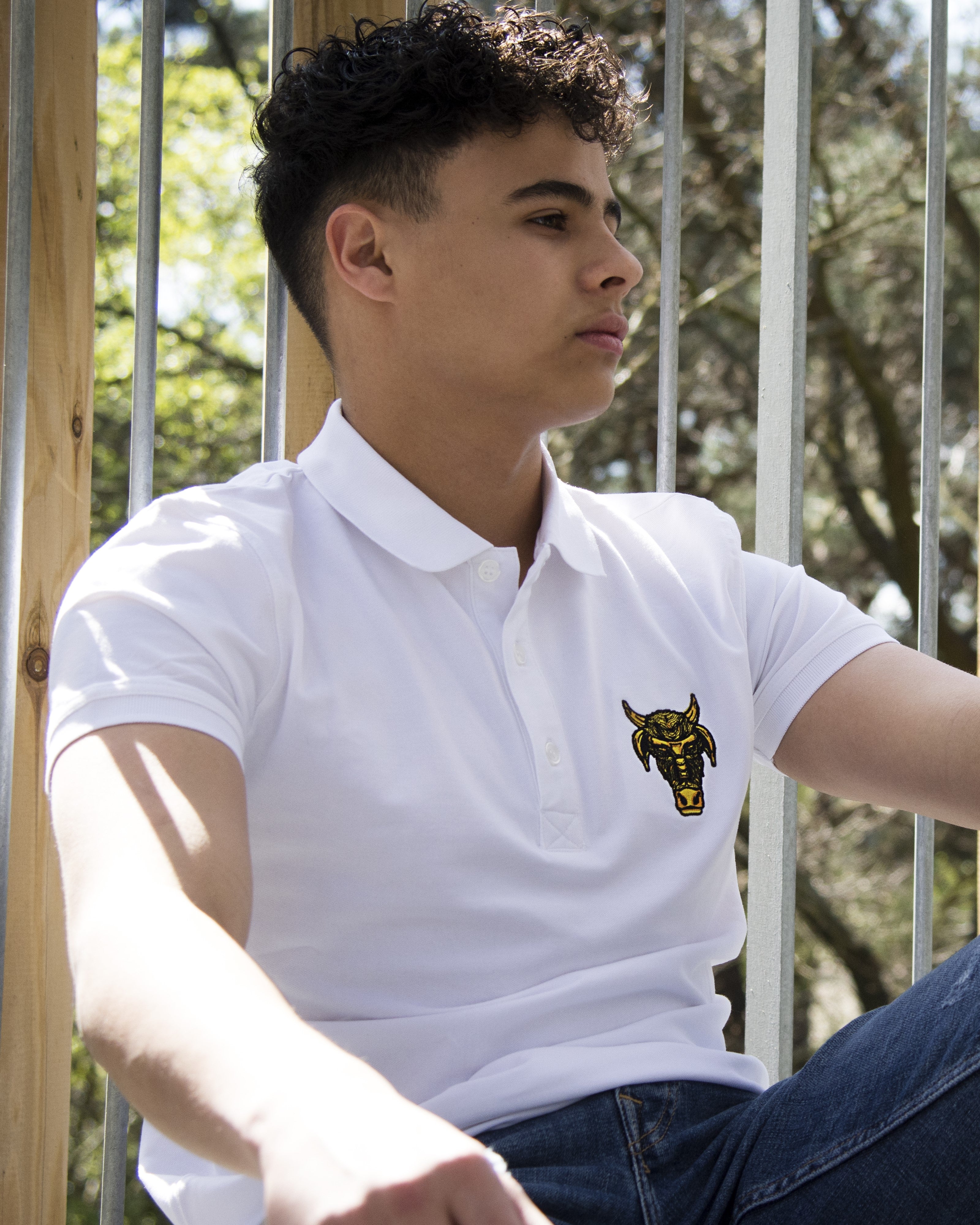 Polo 'Detailed Bulll' Wit - Bulllrich