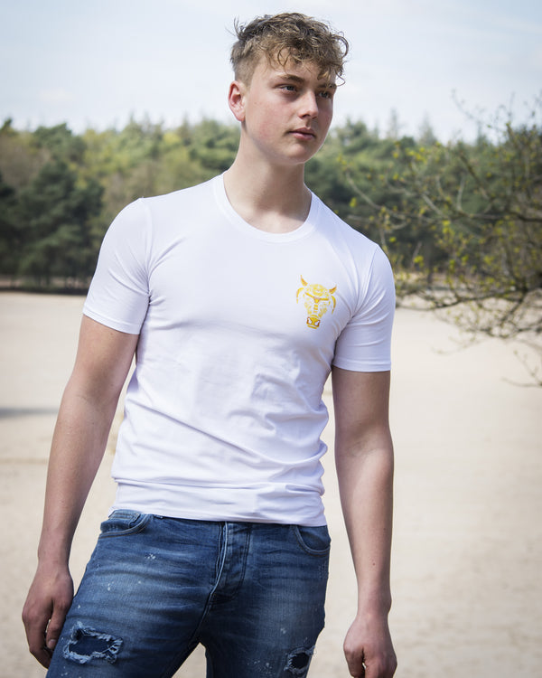 T-Shirt "Bulllrich On The Lower Back" Wit - Bulllrich